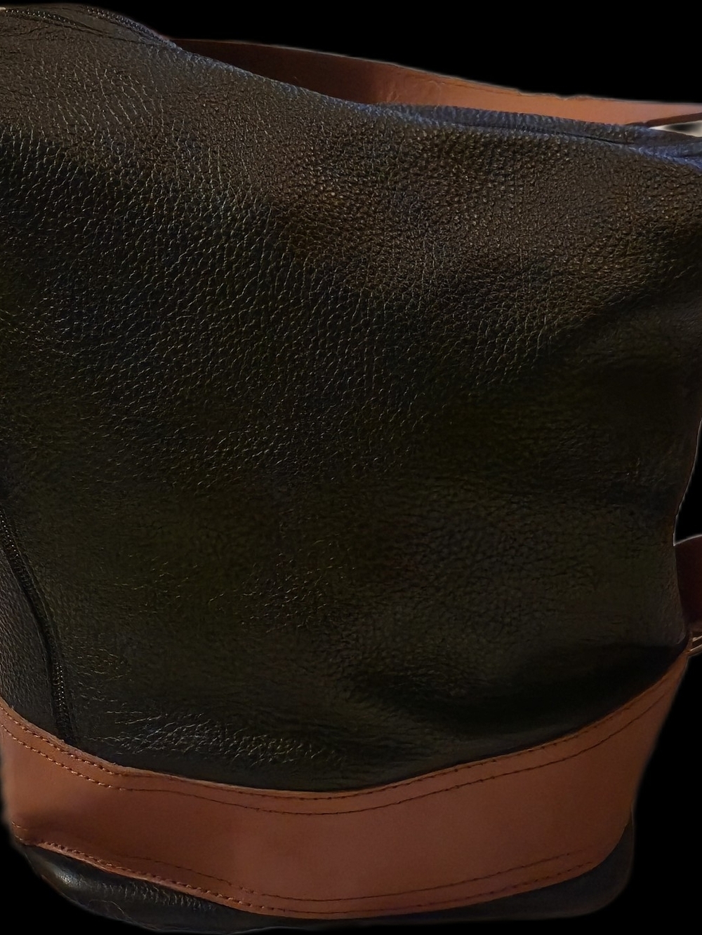 Valentina Italy Black & Tan Leather Convertible Sling Backpack Purse - Good Cond
